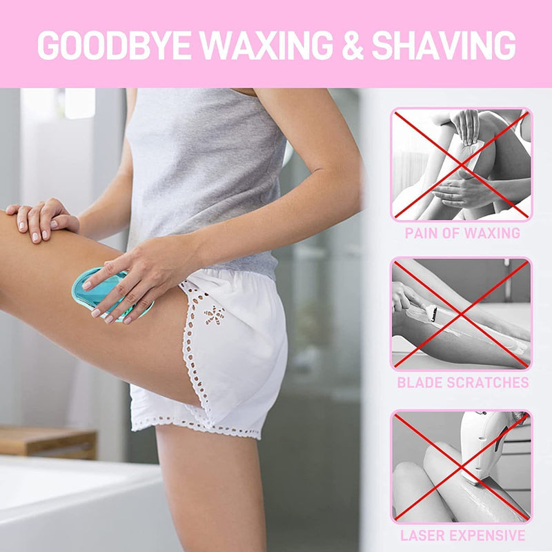 Crystal Hair Eraser for Women and Men, Magic Crystal Hair Remover Painless Exfoliation Hair Removal Tool for Arms Legs Back, Washable Crystal Epilator Without Shaving for Smooth Skin Gifts (random Colour)