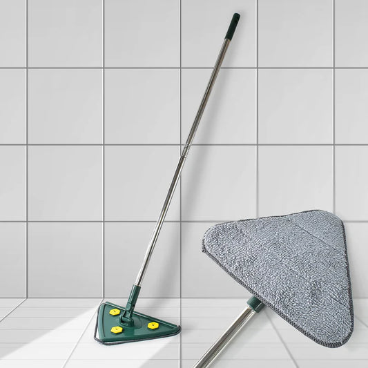 🧹 2-in-1 Extendable Triangle Mop & Cleaning Brush