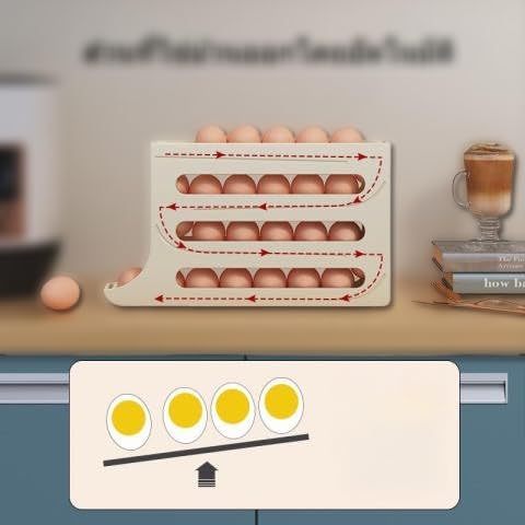 🥚 4-Layer Automatic Rolling Egg Holder